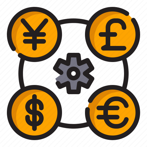 Currency, currencies, money, exchange, gear, management, business and finance icon - Download on Iconfinder