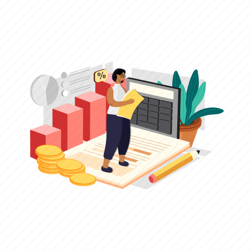Consultation, accountant, consulting, accounting, business, performance, growth illustration - Download on Iconfinder