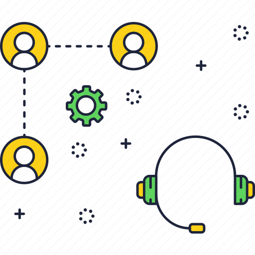 Call center, headphones, layer, line, people, support, thin icon - Download on Iconfinder