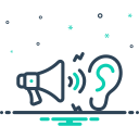 be attentive, attentive, megaphone, announce, attention, listening, observant