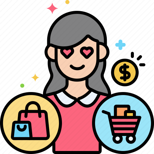 Addiction, dollar, shopping, woman icon - Download on Iconfinder