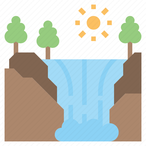 Landscape, natural, nature, river, trees, water, waterfall icon - Download on Iconfinder