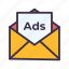 ads, advertisement, advertising, email, letter, marketing 