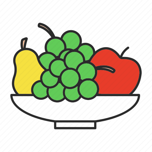 Apple, bowl, food, fruit, grapes, organic, pear icon - Download on Iconfinder