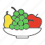 apple, bowl, food, fruit, grapes, organic, pear 