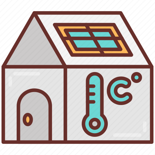 Residential, heating, roof, thermal, plant, home, thermometer icon - Download on Iconfinder