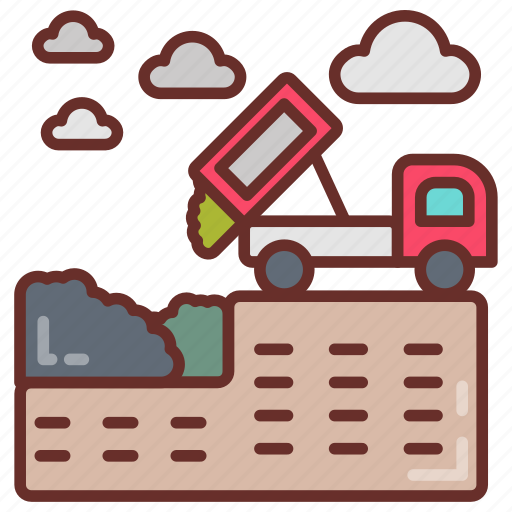 Landfills, ground, filling, machine, wagon, clouds, cement icon - Download on Iconfinder