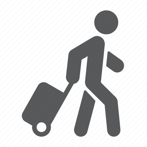 Person, tourist, pulling, luggage, passenger, migration, bag icon - Download on Iconfinder