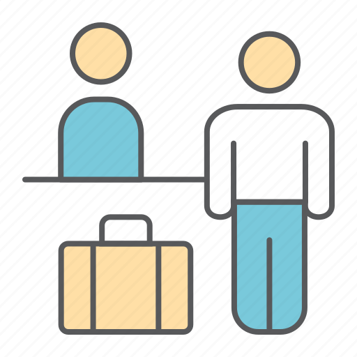 Airport, check, in, person, luggage, registration, desk icon - Download on Iconfinder
