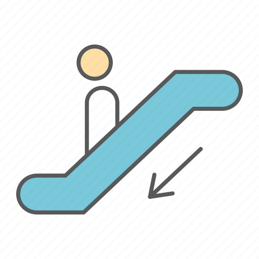 Escalator, down, information, airport, man, person, mall icon - Download on Iconfinder