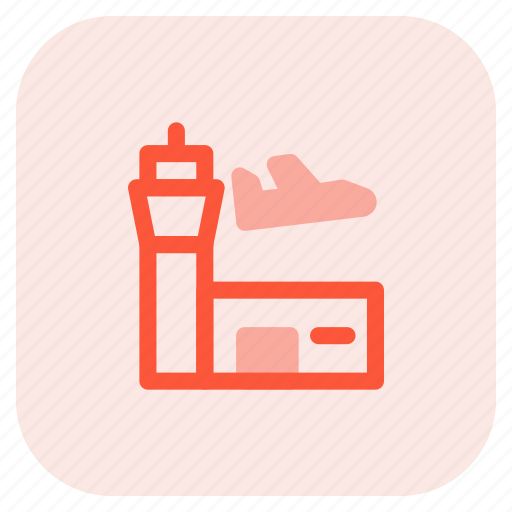 Airport, building, airplane, control tower, departed icon - Download on Iconfinder