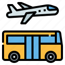 bus, airport, airplane, transportation, electric, travel