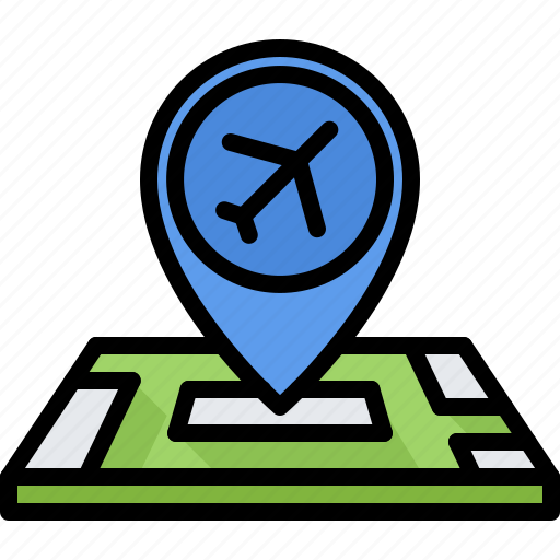 Map, location, pin, airplane, airport, aircraft icon - Download on Iconfinder