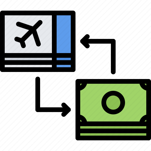 Purchase, exchange, money, arrows, ticket, airport, aircraft icon - Download on Iconfinder