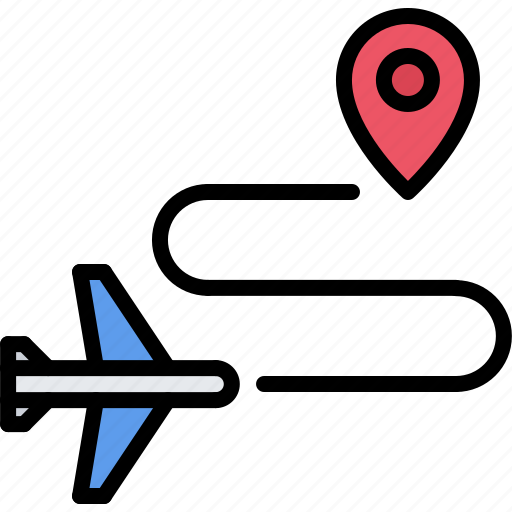 Airplane, way, pin, location, airport, aircraft icon - Download on Iconfinder