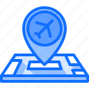 map, location, pin, airplane, airport, aircraft