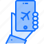 app, hand, smartphone, airplane, airport, aircraft 