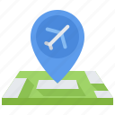 map, location, pin, airplane, airport, aircraft