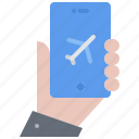 app, hand, smartphone, airplane, airport, aircraft