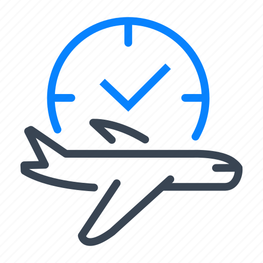 Airplane, plane, time, clock, travel, flight icon - Download on Iconfinder