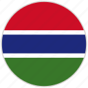 circular, country, flag, gambia, national, national flag, rounded 