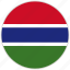 circular, country, flag, gambia, national, national flag, rounded 