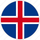 circular, country, flag, iceland, national, national flag, rounded 