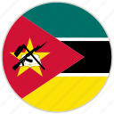circular, country, flag, mozambique, national, national flag, rounded