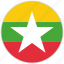 circular, country, flag, myanmar, national, national flag, rounded 