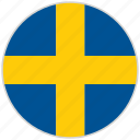 circular, country, flag, national, national flag, rounded, sweden 