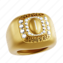 ring, championship, american football, super bowl, 3d icon, 3d illustration, 3d render 