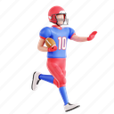 running, offensive play, american football, super bowl, 3d icon, 3d illustration, 3d render 