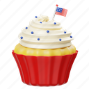 cupcake, flag, united states, america, cake, sweet, food, dessert, 4th of july 