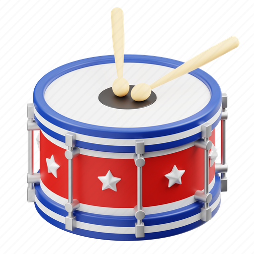 American, drum, america, usa, music instrument, instrument, independence day 3D illustration - Download on Iconfinder