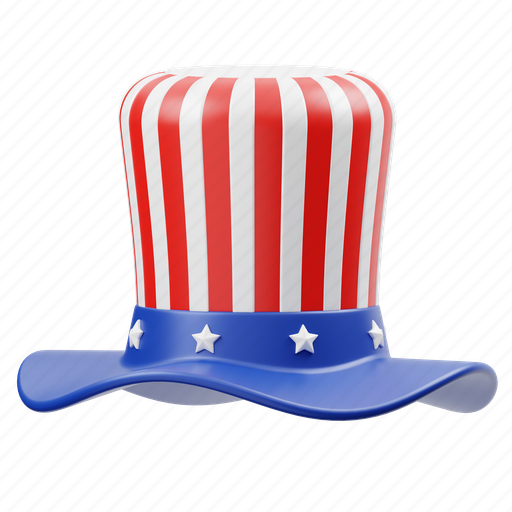 American, hat, america, usa, united states, 4th off july, 4th 3D illustration - Download on Iconfinder