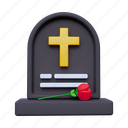 gravestone, grave, rip, stone, dead, rose, halloween, memorial day 