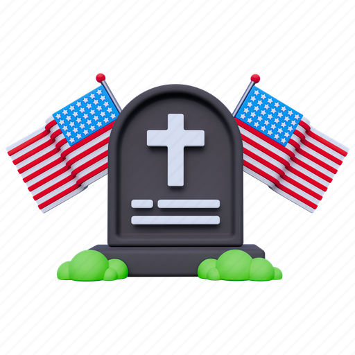 Grave and flag, grave, flag, american, national, america, nation 3D illustration - Download on Iconfinder