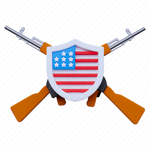 American shield, american, shield, gun, america, security, military 3D illustration - Download on Iconfinder