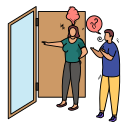 get out, couple, quarreling, angry, door, unhappy, frustrated, walk out