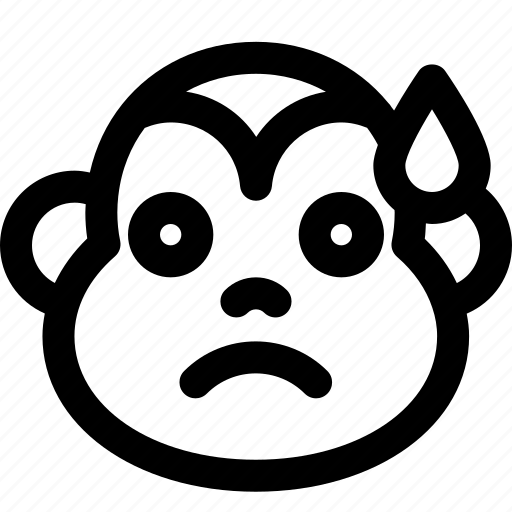 Monkey, sad, with, sweat, emoticons, animal icon - Download on Iconfinder