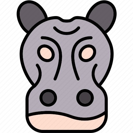 Hippopotamus, animal, cute, face, head, hippo, portrait icon - Download on Iconfinder