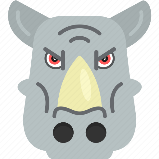 Rhinoceros, animal, cute, face, head, portrait, rhino icon - Download on Iconfinder