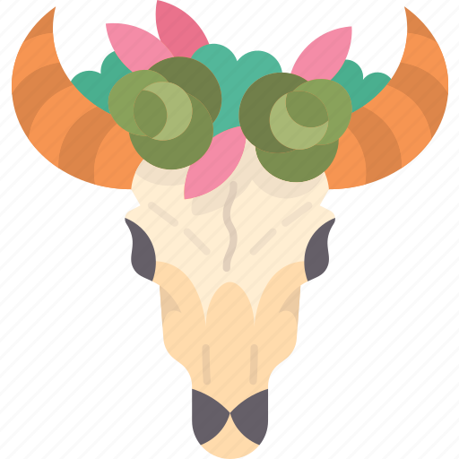 Bull, skull, succulents, buffalo, bohemian icon - Download on Iconfinder