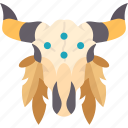 cow, bull, skull, tribal, bohemian