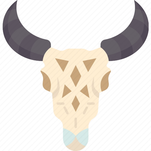 Cow, skull, head, carved, decor icon - Download on Iconfinder