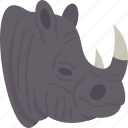 rhino, head, horn, wildlife, africa