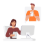 communication illustrations, conversational illustrations, meeting illustrations, discussion illustrations, online communication 