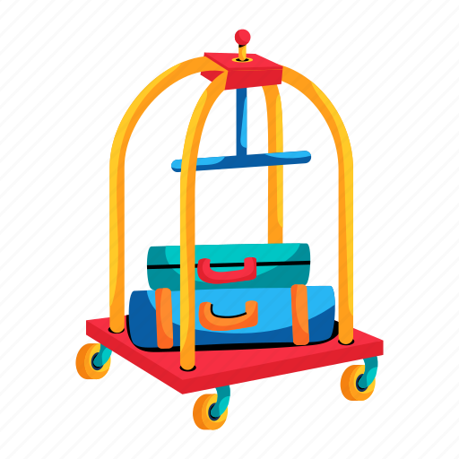 Luggage trolley, luggage cart, hotel trolley, hotel cart, baggage trolley icon - Download on Iconfinder