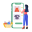 shopping illustrations, ecommerce illustration, buy illustration, online purchase, buy online 