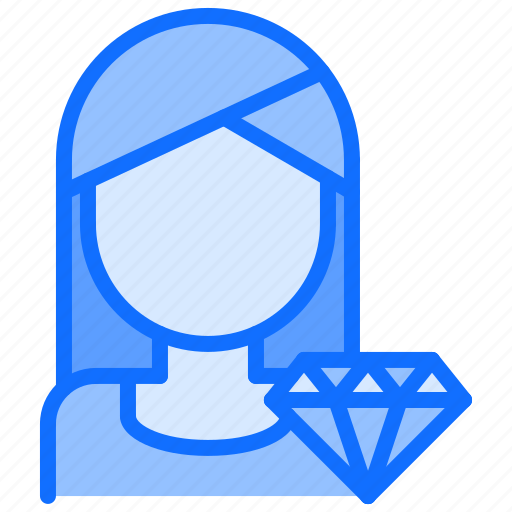Woman, diamond, seller, pawnshop, antiques, shop icon - Download on Iconfinder